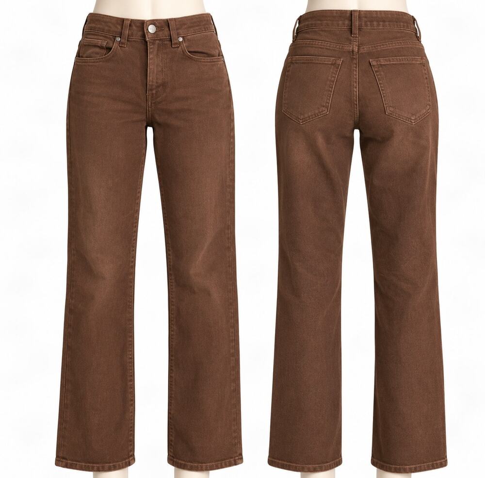 PAIGE Cindy Brown High Rise Straight Leg Jeans Women's 27 Stretch